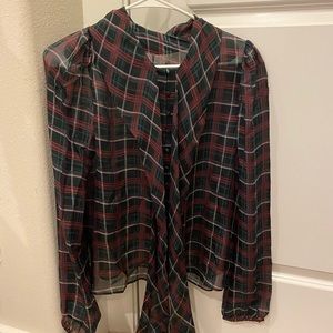 Plaid Button Down Blouse